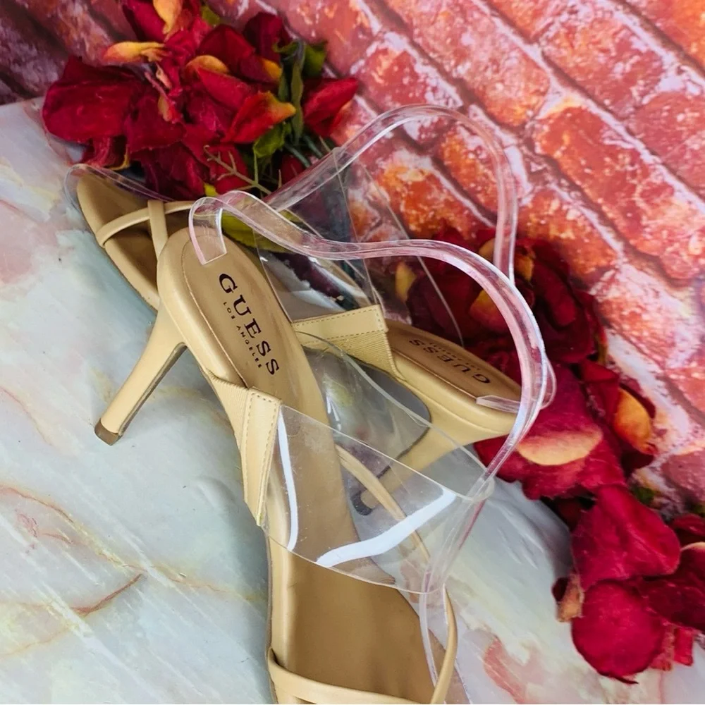 Guess Tan Heeled Slide Kayce Sandals